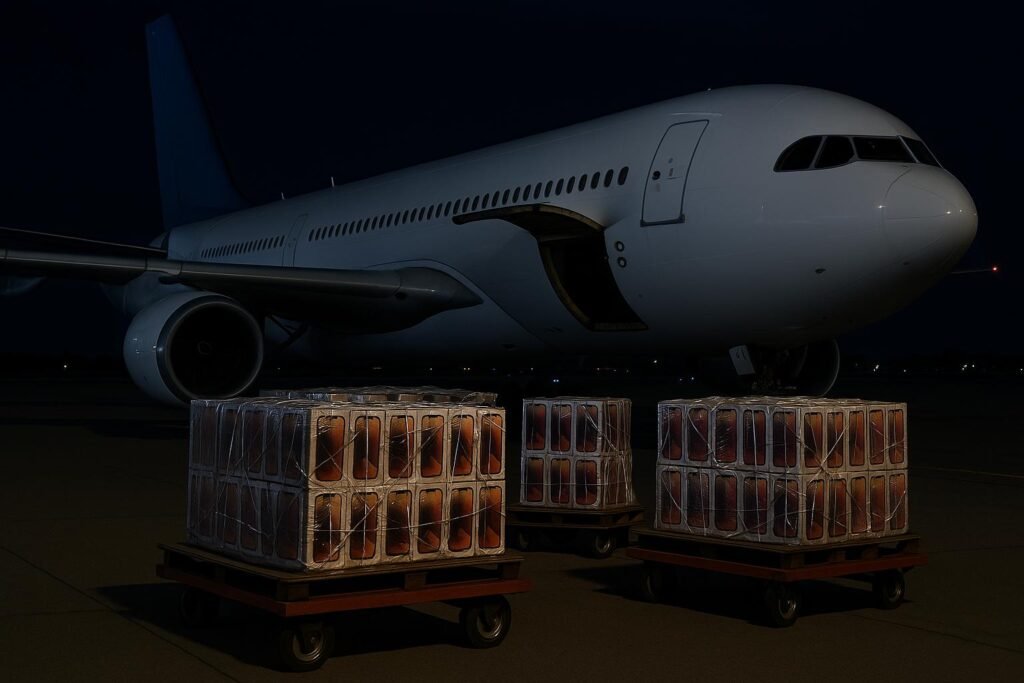 Apple usa 6 aviões para levar 1,5 milhão de iPhones da Índia aos EUA e escapar das tarifas de Trump Apple usa 6 aviões para levar 1,5 milhão de iPhones da Índia aos EUA e escapar das tarifas de Trump